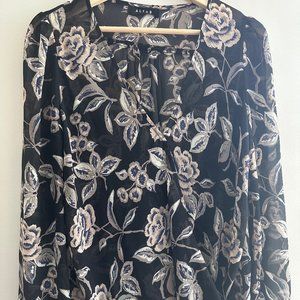 Floral, sheer chiffon blouse